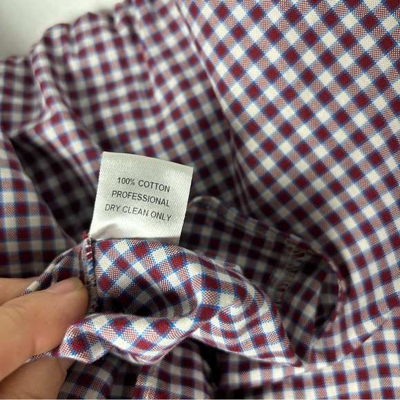 Petersyn Women's Red and Blue Plaid Print Off-The-Shoulder Blouse EUC SZS - Picture 5 of 8